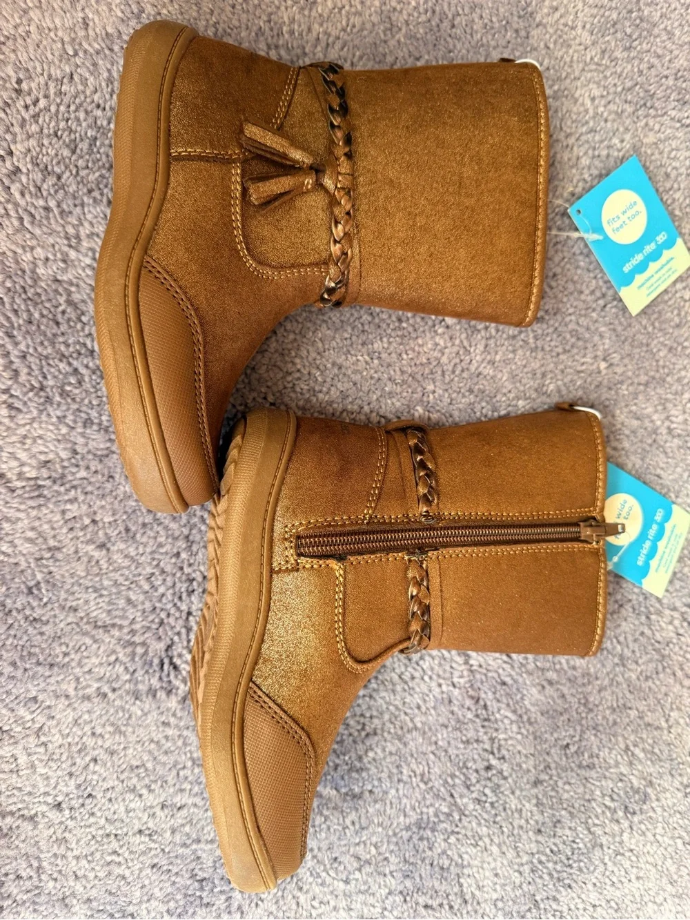Stride Rite Girls Brown Sparkle Pull-On Boots